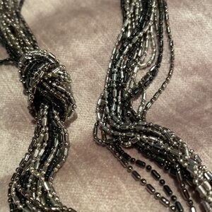 Black & Silver Fringe Necklace
